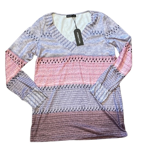Noracora Long Sleeve V-Neck Casual Top‎ - Picture 1 of 6